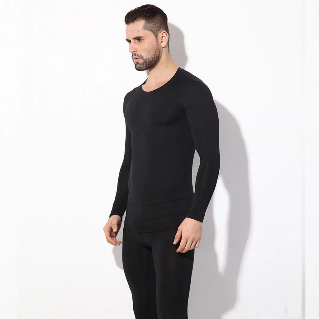 Men's Full-Body Thermal Warmer Wool (Full Suit) - BLACK