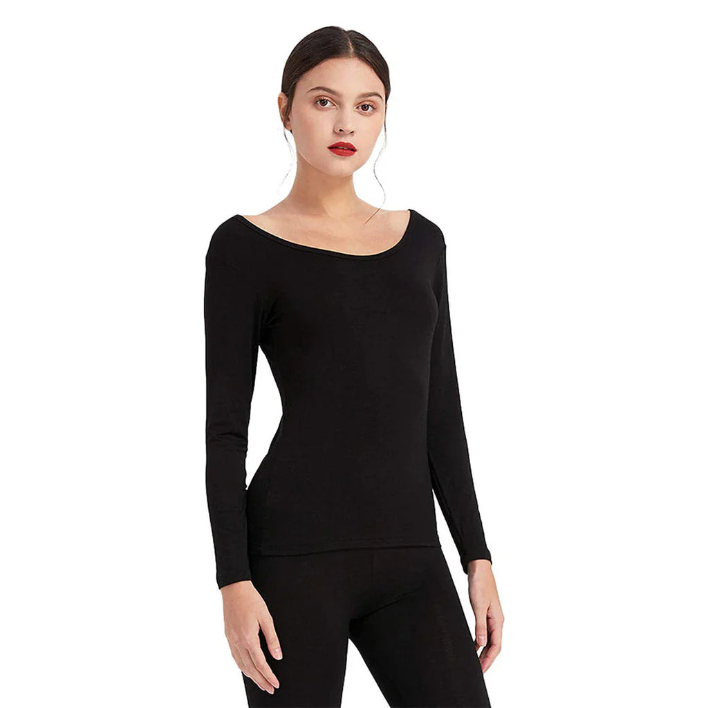 Women's Deep Neck Thermal Warmer Wool (TROUSER) - BLACK