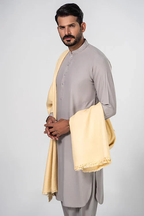 J. Men's Winter Wool Shawl - Cream