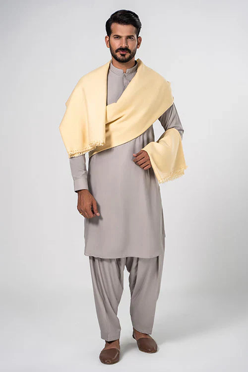 J. Men's Winter Wool Shawl - Cream