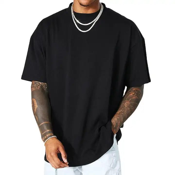 Plain Black Drop Shoulder T-Shirt For Mens