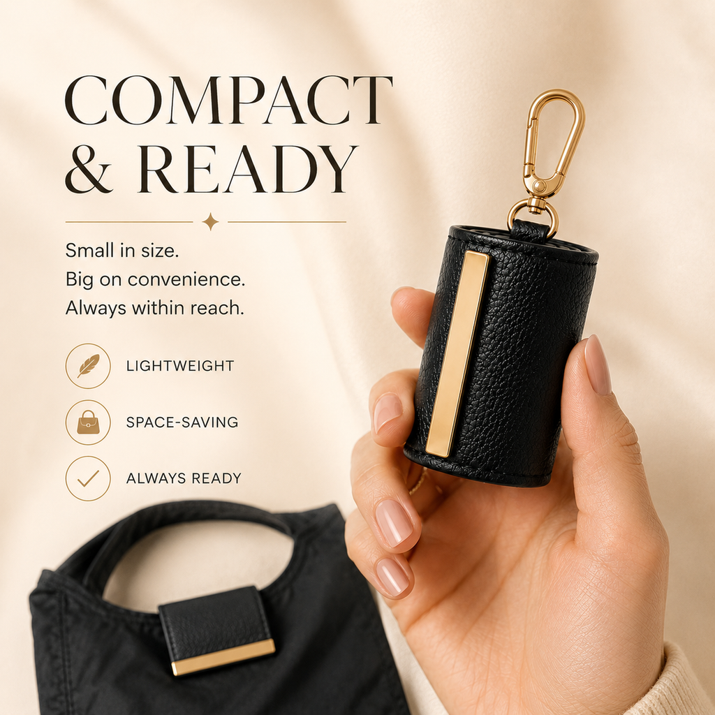Foldable Keychain Tote Bag with Compact Leather Case