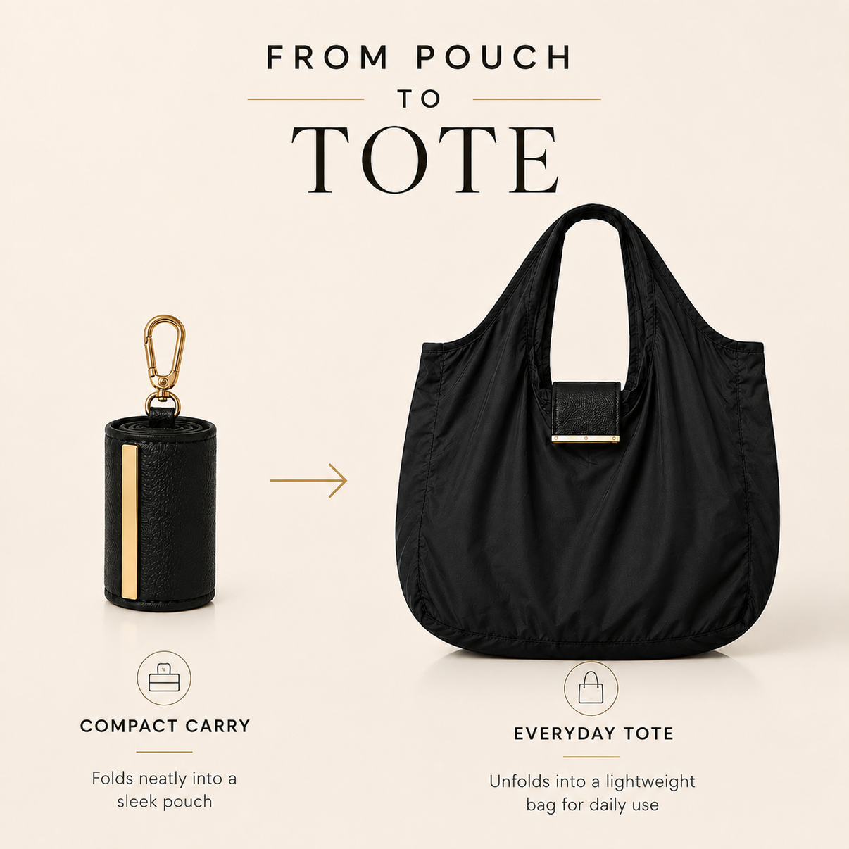 Foldable Keychain Tote Bag with Compact Leather Case