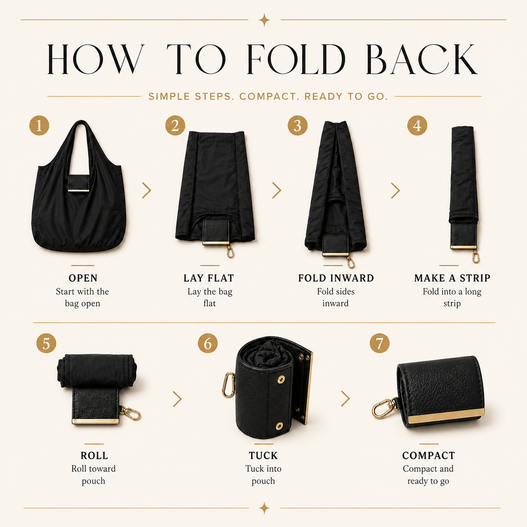 Foldable Keychain Tote Bag with Compact Leather Case