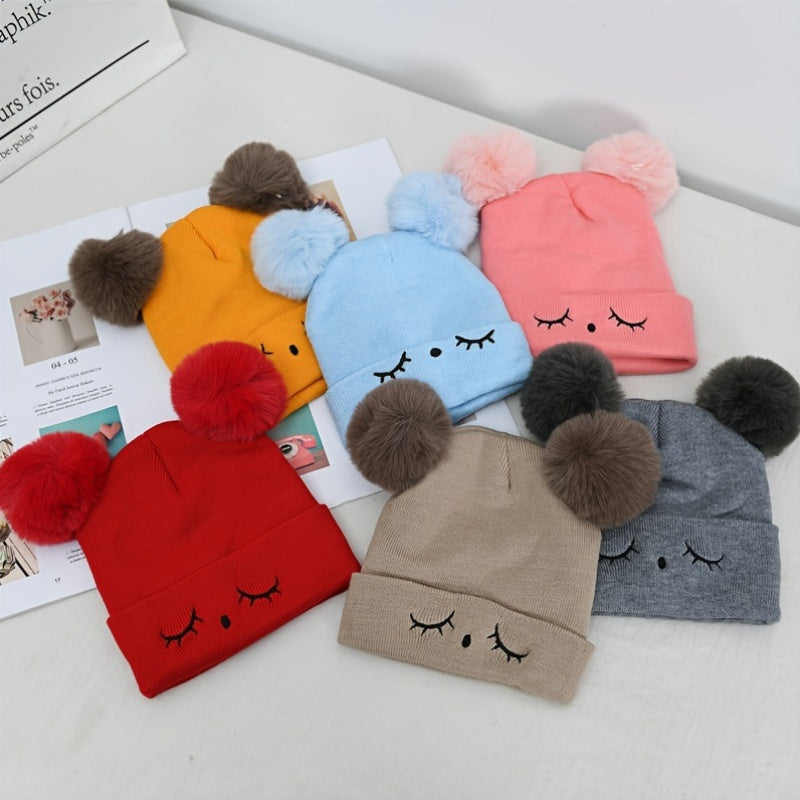 KIDS EYEBROW WOOL CAP ( PINK ) #153