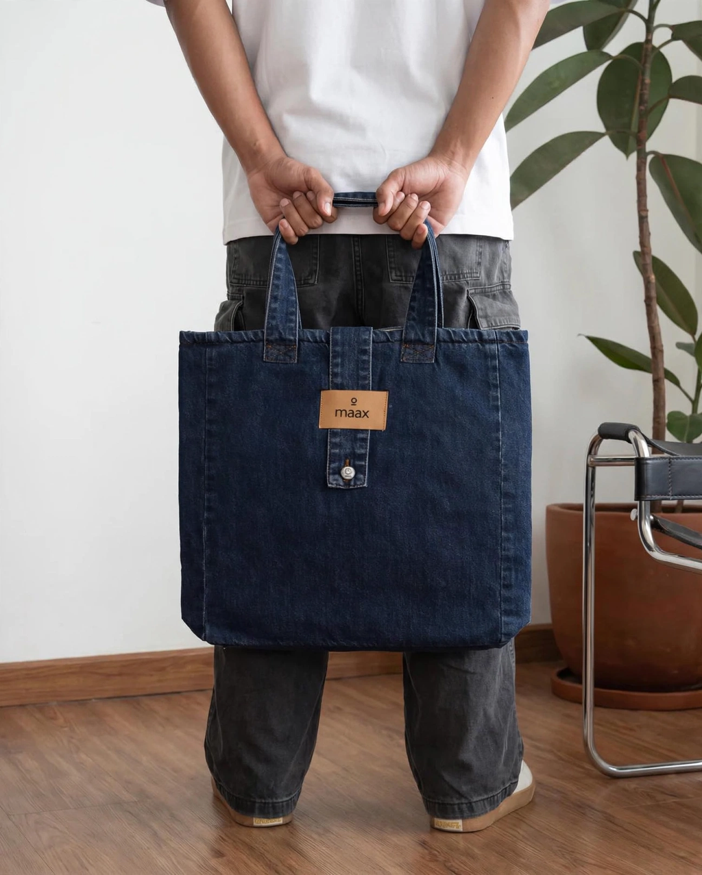 Maax Tote Bag-Dark Blue Denim
