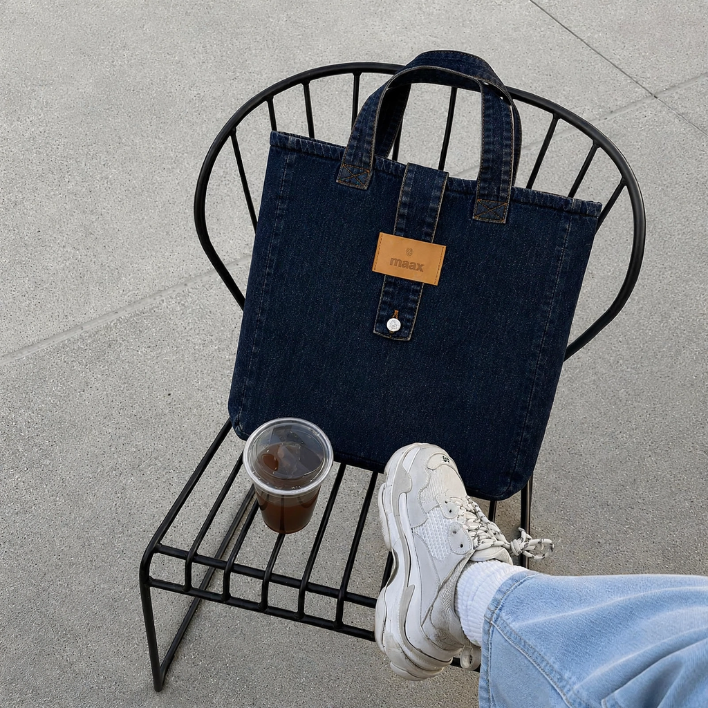 Maax Tote Bag-Dark Blue Denim