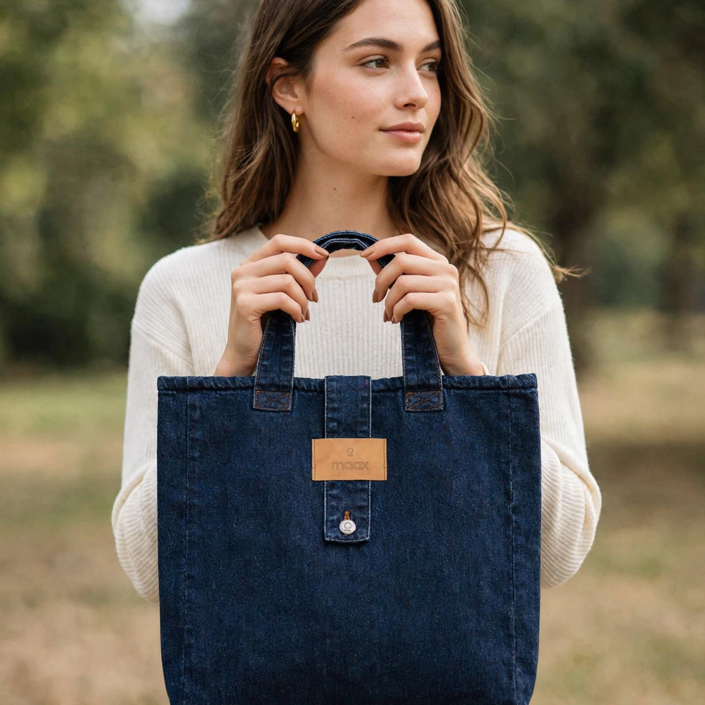 Maax Tote Bag-Dark Blue Denim