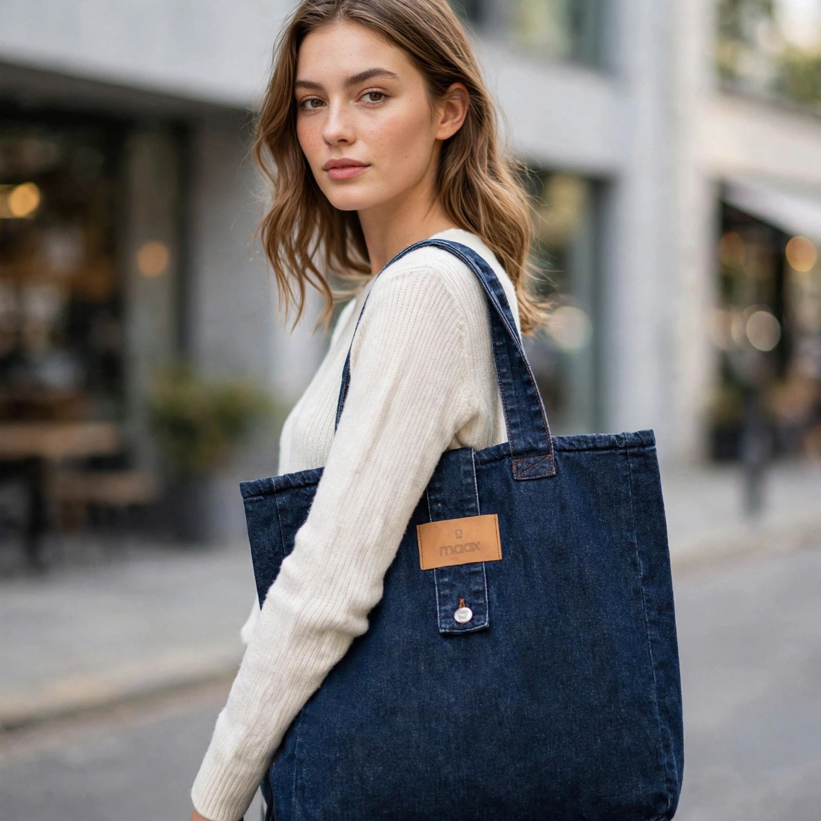 Maax Tote Bag-Dark Blue Denim