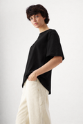 unisex drop shoulder T-shirt (BLACK)