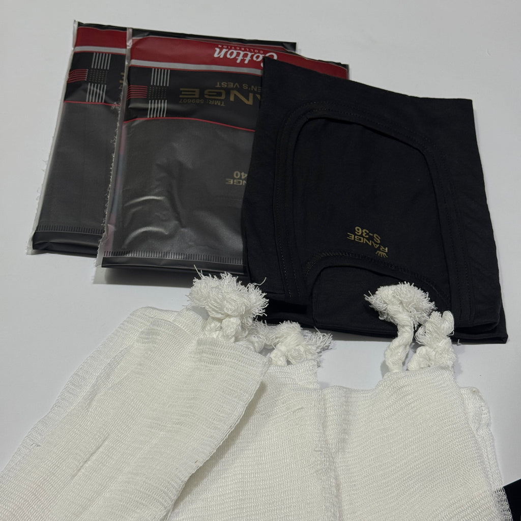 3 Sleeveles Vest (BLACK) + 3 Narrey (Drawstring)
