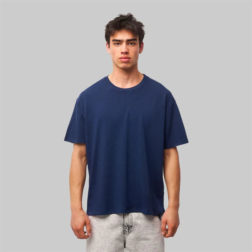 Plain Blue Drop Shoulder T-Shirt For Mens