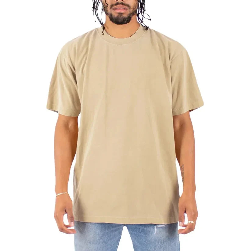 Plain Beige Drop Shoulder T-Shirt For  Mens