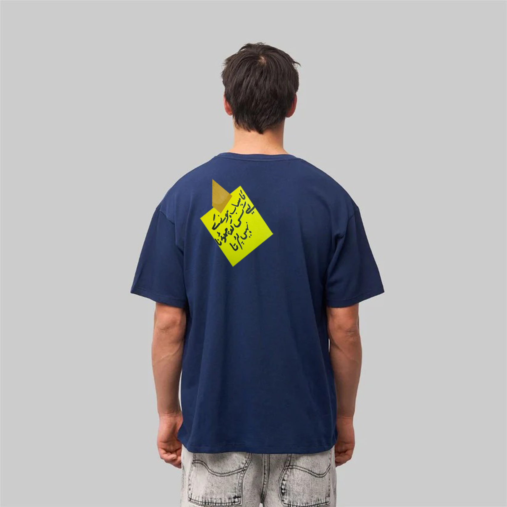 Sticky note Pirnt Blue Drop Shoulder T-Shirt For unisex
